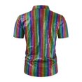 thumbnail image 5 of Mens 70s Disco Costume Gold Sequins Short Sleeve Button Down Shirts Blouse Top, 5 of 11