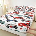 thumbnail image 3 of Feelyou Cartoon Racing Car Full Size Sheets, Checkered Flag Bed Sheets, Teens Kids Boys Girls Sheet Sets, Super Cozy Room Decor, 4-Piece, 3 of 7