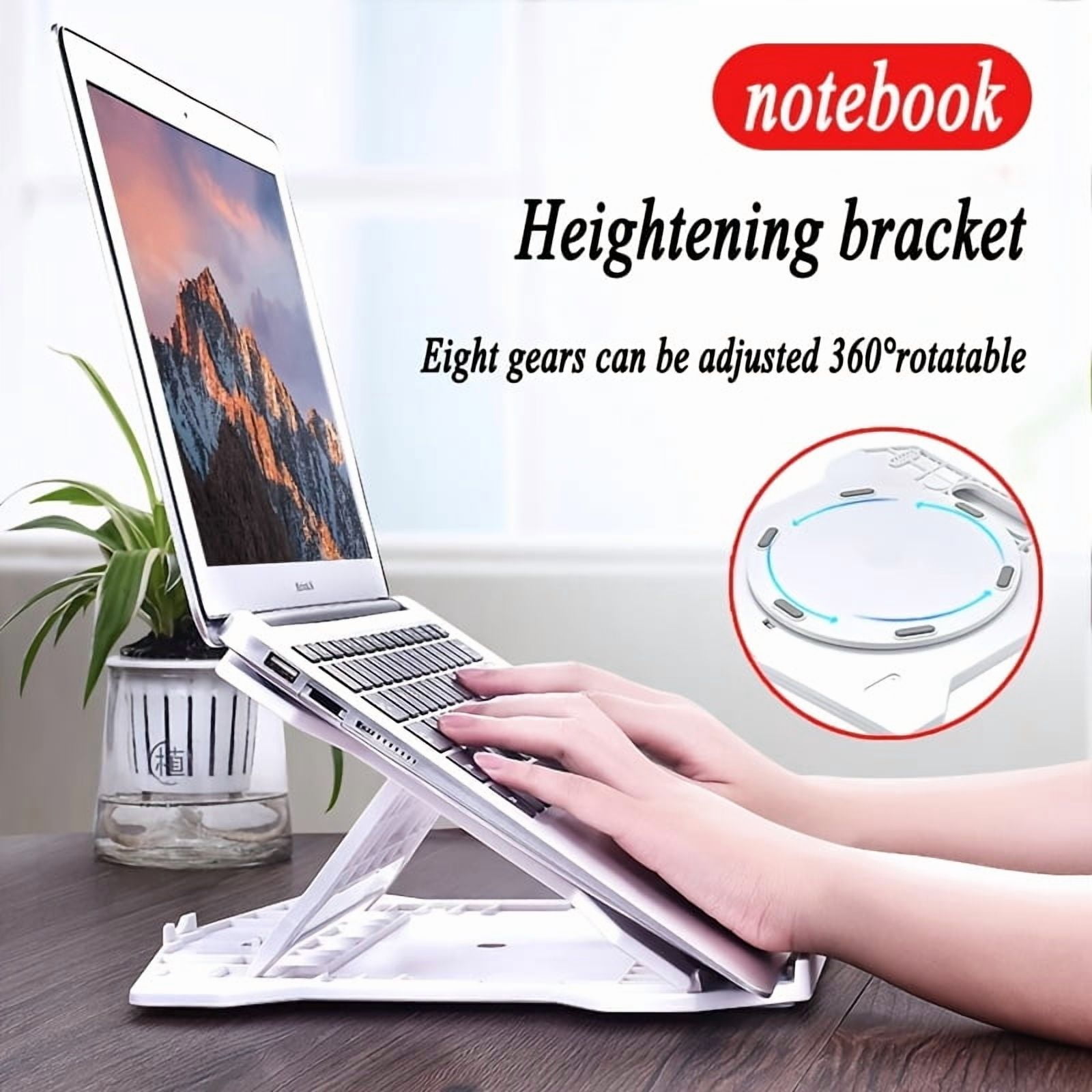 Portable Adjustable Laptop Stand - ABS Material, Height-Adjustable, Cooling Function, Rotatable Base for 13-15 Inch Laptops, Office Desk Accessory
