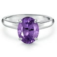 thumbnail image 3 of Gem Stone King 10K White Gold Purple Amethyst Engagement Ring for Women | 1.60 Cttw | Oval 9X7MM | Gemstone February Birthstone | Size 9, 3 of 6