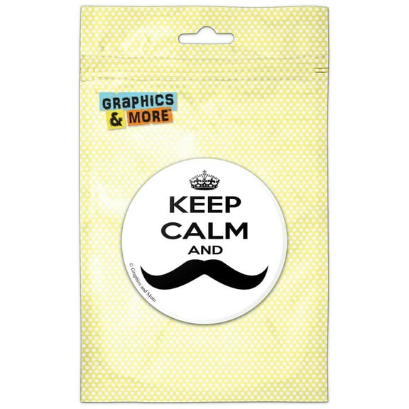 Keep Calm and Mustache Pinback Button Pin Badge