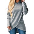 thumbnail image 1 of MAWCLOS Women Loose Fit High Low Pullover Fall With Pockets Hoodies Grey L, 1 of 2