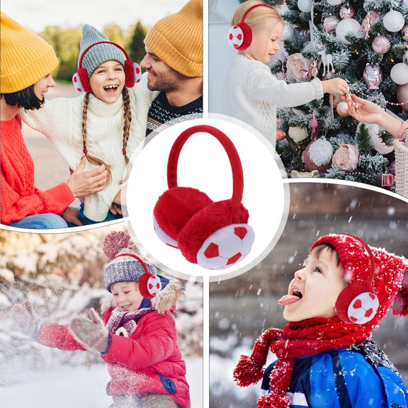 EXHUMKY Red Plush Winter Earmuffs Soft Warm Ear Warmer for Outdoor Sports and Cold Weather Activities