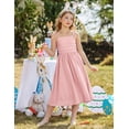 thumbnail image 5 of Arshiner Girls Summer Dress Maxi Spaghetti Strap Ruched Flowy Beach Boho Casual Teen Girl Sundress, 5 of 6