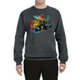 thumbnail image 2 of Wild Bobby, Colorful Rainbow Moose Head Wildlife Animal Lover Unisex Crewneck Graphic Sweatshirt, Charcoal, 2XL, 2 of 3
