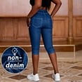 thumbnail image 5 of ClodeEU Women's Faux Denim Print Capri Pants with Faux Pockets, Casual Cropped Trousers Blue,Womens Plus M, 5 of 8