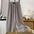 thumbnail image 3 of Gubotare Big Girls Pants Girls Linen Wide Leg Pants Summer Loose Comfy Flowy Lounge Trousers Kids Solid Lightweight Belted Pants with Pockets (Light Gray,Size 5-6 Years), 3 of 3