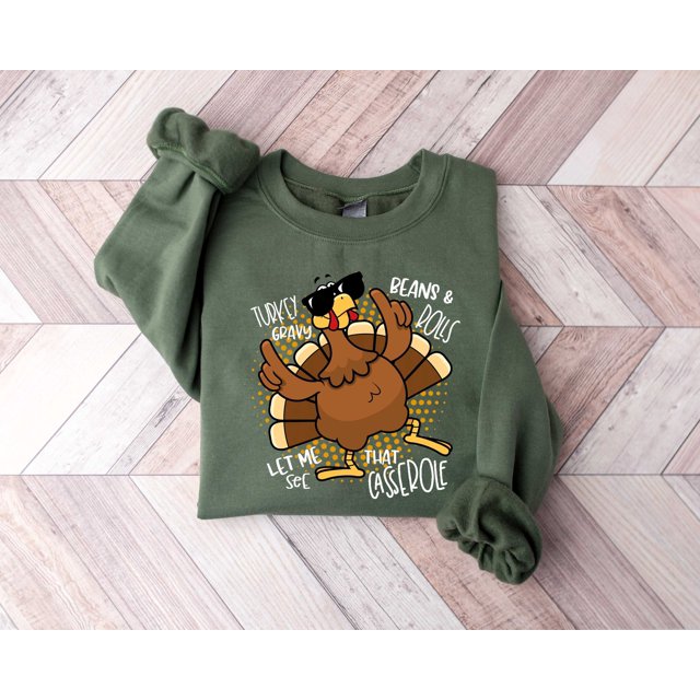 Turkey Sweatshirt, Thanksgiving T-Sweatshirt,Fall Vibes Sweatshirt,Fall Turkey Sweatshirt, - Black - S