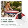 thumbnail image 4 of Round Outdoor Tablecloth with Umbrella Hole and Zipper, Navy Blue Red Stripe Tablecloth with Elastic Waterproof, Modern Art Horizontal Striped Patio Table Covers for 55" - 60" Picnic Pool Tables, 4 of 9
