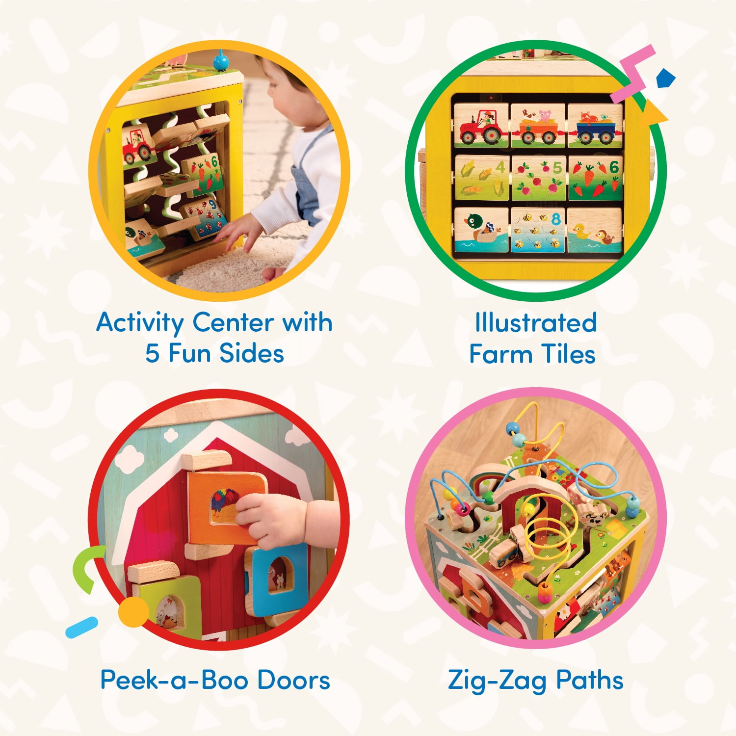 Free Shipping! Battat Barnyard Activity Cube with 5 Multicolor Sides and Bead Maze Wooden, Baby and (图4)