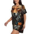 thumbnail image 2 of Susaid Floral Fox Print Women's Pajama Set, Button-Up Sleepwear with Elastic Waist Shorts, Perfect for Lounging, Yoga, Beach, and Casual Wear-X-Large, 2 of 7
