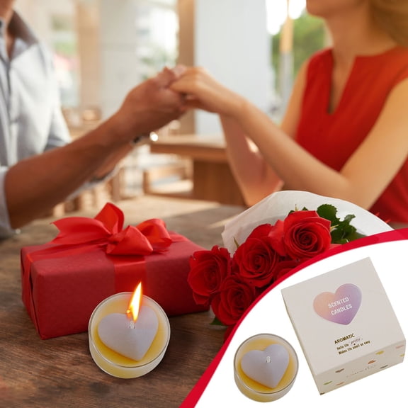 Heart Scented Candle - Round Aromatherapy Teas Light Candle, Romantic Birthday and Valentine's Day Decor, Long Lasting Soothing Fragrances Candle