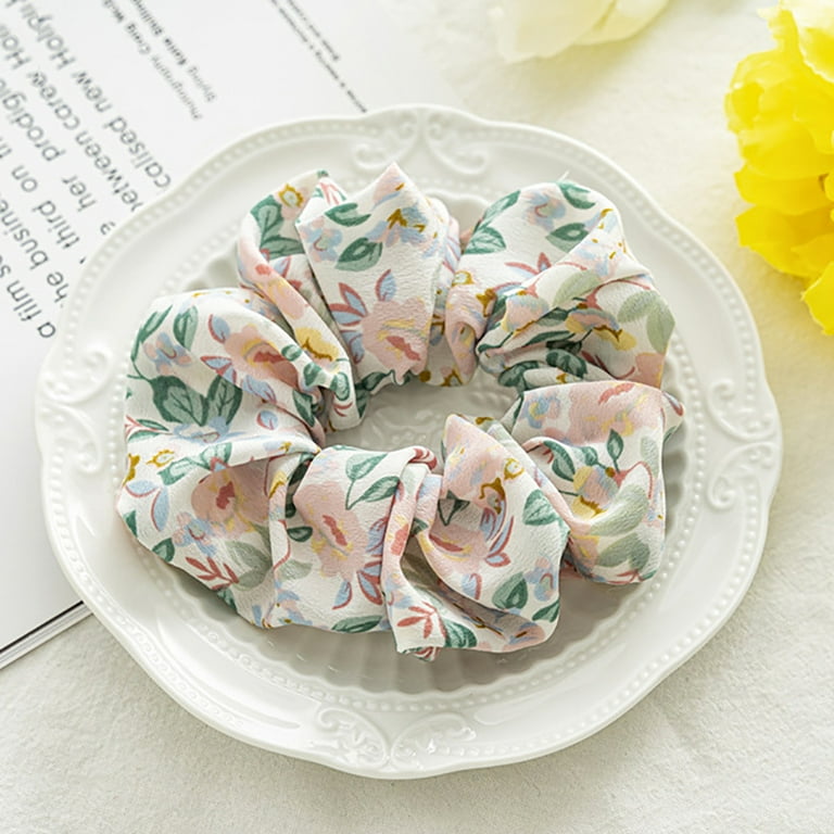 Hair Scrunchies Fashion Flower 6PCS Elegant Scrunchy Hair Ties Bobble Hair Bands