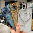 thumbnail image 5 of Compatible With iPhone 13 Pro Max Clear Glitter Case-6.7 Inch, Cute 3D Design Love Heart Pattern Plating Bling Case for Women Girls Soft TPU Shockproof Camera Protective Back Cover-Light Blue, 5 of 11