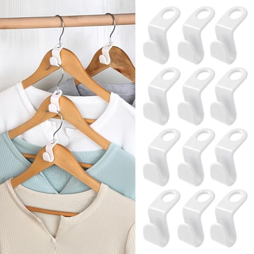 50 PCS Space Saving Hanger - Clothes Connector Hooks,Stacking Space Saver,Plastic Closet Organizers and Storage Extender for Heavy Duty Cascading Connection (White)