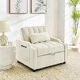 thumbnail image 3 of Tabaray Sleeper Chair Bed, Velvet Pull Out Lounger Sofa Bed w Storage Pocket and Pillow,  3 in 1 Convertible Modern Single Sofa Bed Armchair Couch for Living Room, Bedroom, Guest Room, RV Car Beige, 3 of 8