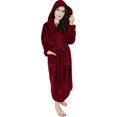 thumbnail image 1 of ER Albornoz de forro polar con capucha para mujer - albornoz de felpa, verde militar, M, rojo vino Rojo Verde, 1 of 5