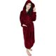 thumbnail image 1 of Albornoz de forro polar con capucha para mujer - albornoz de felpa, verde militar, M, rojo vino, 1 of 5