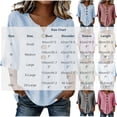 thumbnail image 3 of LEKWK 3/4 Length Sleeve Womens Tops V Neck Button Ruffle Cuff Striped Casual Shirts Lightweight Loose Fit Comfy Summer Tops Fashion Beach Vacation Outfits, 3 of 6