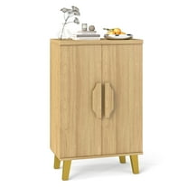 Gymax Buffet Cabinet Storage Cabinet w/ Double Doors & 3 Detachable Shelves