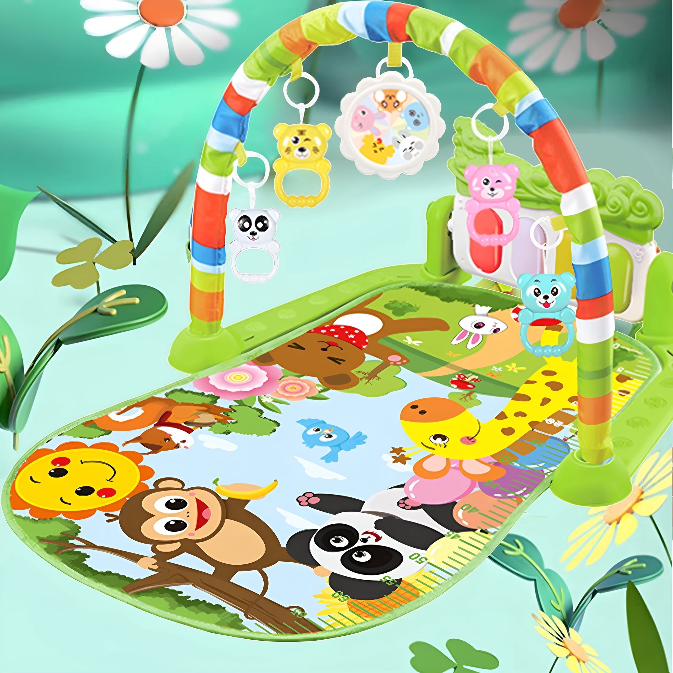 EXLEAF 2026 New Musical Mat Activity Center Kick&Play Piano Gym for Play Mat for Boys Girls Tummy Time Educational Folding Mat Tummy Time Toys 3-6 Months