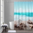 thumbnail image 5 of Summer Marine Life Bathroom Shower Curtain, Ocean Conch Starfish Coastal Landscape Waterproof Washable Soft Bath Curtain for Bathtub Decor with 12 Hooks&Grommet, 54x78 Inch, 5 of 9