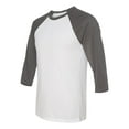 thumbnail image 2 of Unisex Three-Quarter Sleeve Baseball Tee Color White/ Asphalt Small Size, 2 of 4