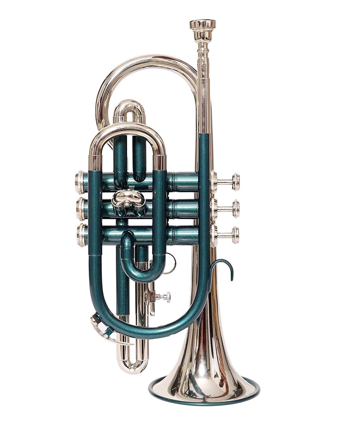 GREEN NICKEL FINISH Bb FLAT CORNET TRUMPET +FREE CASE+MOUTHPIECE-78