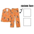 thumbnail image 4 of HXWCHs Photo Face Pajama Set Women's Custom Loungewear Long Sleeve Sleepwear Comfortable Nightwear XXL Orange, 4 of 6