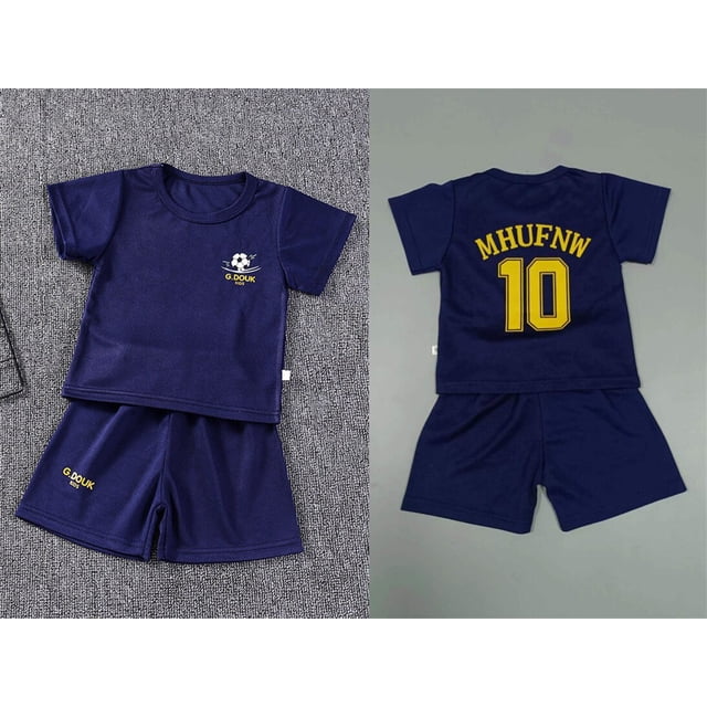 Traje de fútbol para bebés, ropa para niños y niñas pequeñas, camisetas deportivas + Pantalones cortos, conjunto de 2 piezas, traje de competición para niños qym unisex