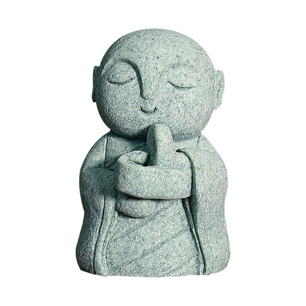 Figura de monje Jizo japonés, mascota de té, pequeña escultura budista, adorno de mesa Manos entrelazadas