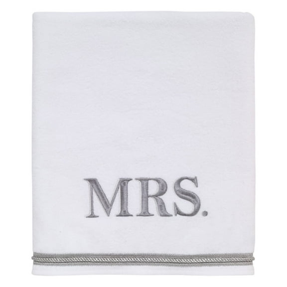 Mrs. Embroidered Bath Towel - White