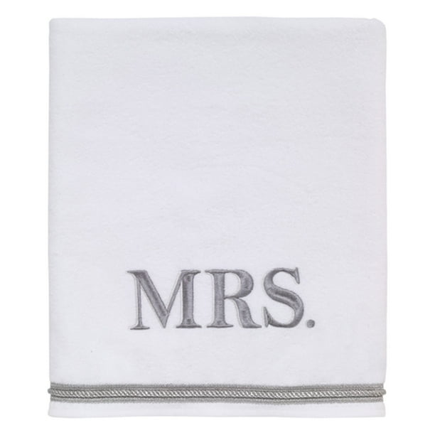 Mrs. Embroidered Bath Towel White