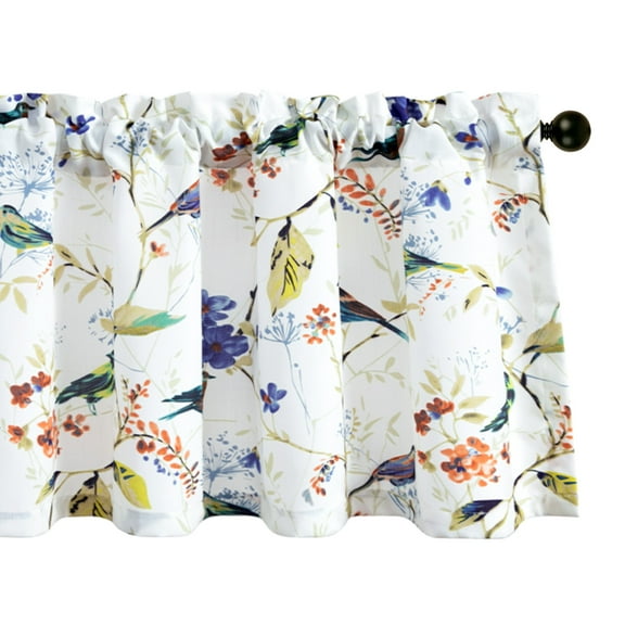 VOGOL Bird Pattern Window Valance, Rod Pocket Light Filtering Curtain for Kitchen, 52x18 inch, Blue