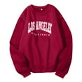 thumbnail image 2 of Ujnder Women's Drop Shoulder Sweatshirts Crew Neck Oversize Pullover Letter Print Tops Casual Outfits for Women Clothes Wine M, 2 of 5