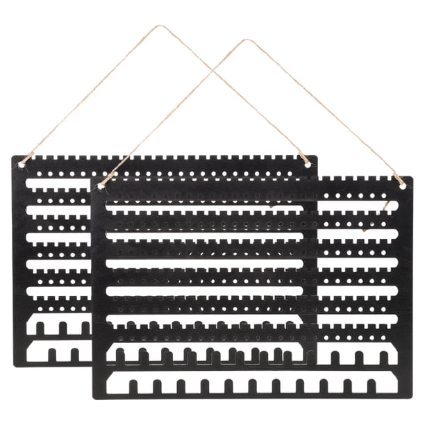 ColoMX Organizador de joyas de pared de 2 piezas, expositor de madera para pendientes, collares y pulseras, estante colgante para guardar joyas en espacios pequeños.