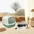thumbnail image 2 of Toilette pour Chat à Capuche Détachable Réutilisable Portable Entièrement Fermée Vert Blanc, 2 of 8