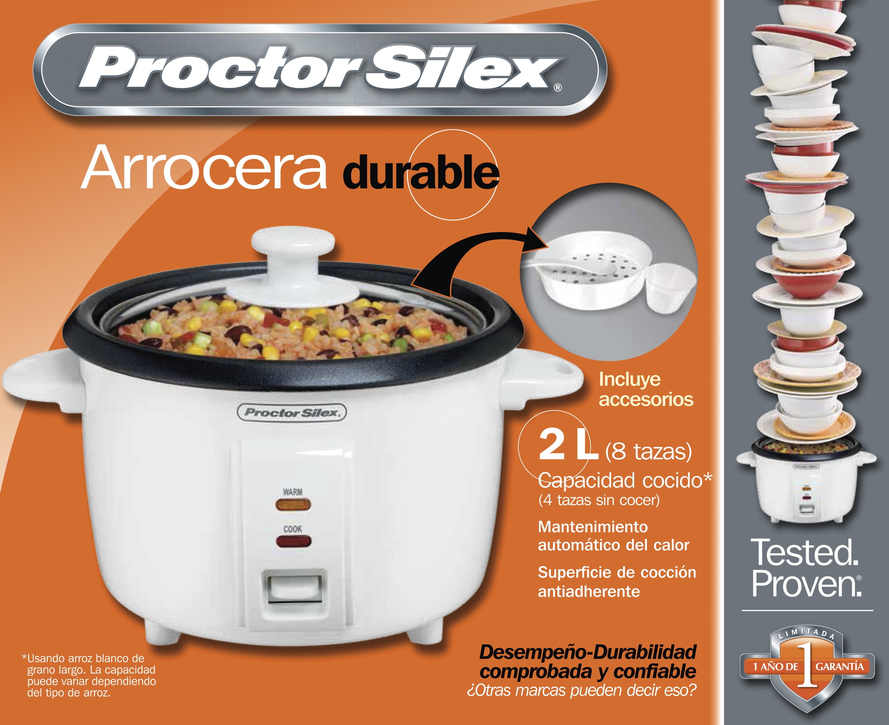 proctor silex 4-cups uncooked resulting in 8-cups cooked rice cooker, white (37534y)