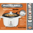 thumbnail image 5 of proctor silex 4-cups uncooked resulting in 8-cups cooked rice cooker, white (37534y), 5 of 6