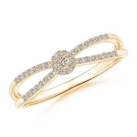 Diamond Cluster Promise Ring Round Diamond Cluster Split Shank Promise Ring in 14K Yellow Gold (Weight: 0.02ctwt) ()