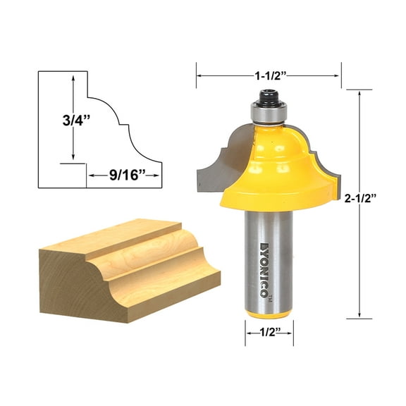 Double Roman Ogee Edging Router Bit - Large - 1/2" Shank - Yonico 13124