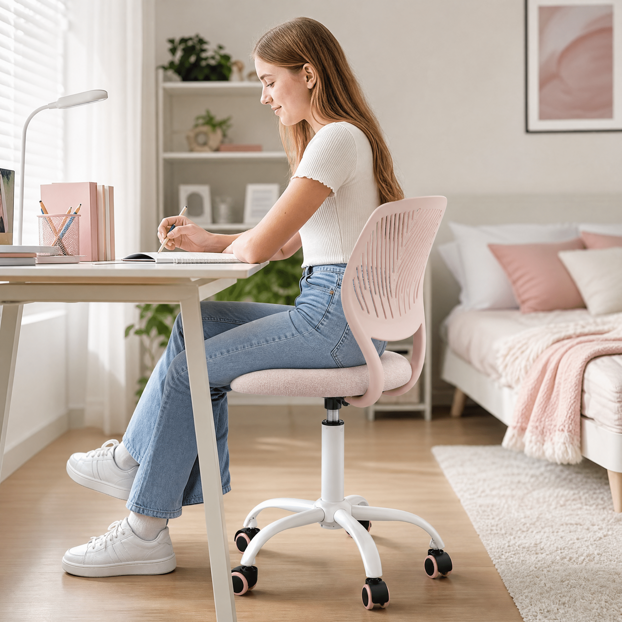 Ergonomic Desk Chair, 360° Swivel Height Adjustable Rolling Office Chair with Comfort Backrest for Home Office Study