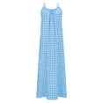 thumbnail image 4 of NSLGXD Plus Size Summer Dresses for Women Cotton Linen Plaid Sleeveless Sundress Casual Backless Vacation Beach Maxi Dresses Sky Blue Dress,Size S-3XL, 4 of 9