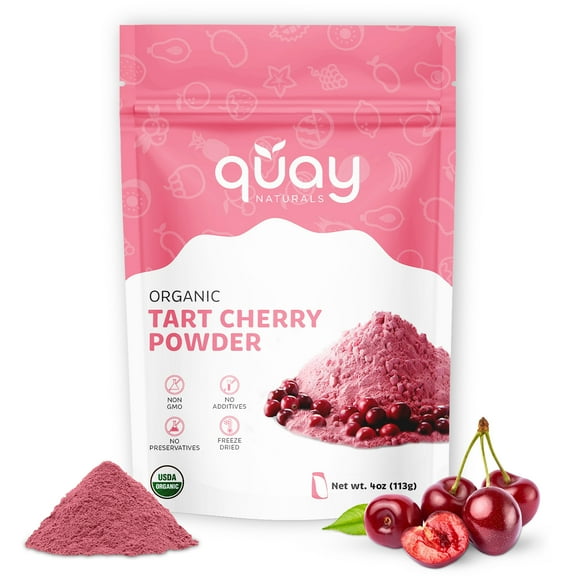 Quay Naturals Organic Tart Cherry Powder, 4oz, USDA Organic, Non-GMO, Freeze-Dried, No Additives, for Smoothies and Baking