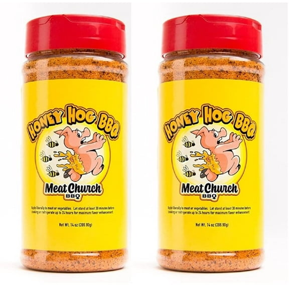Meat Church BBQ Rub Combo: Two Bottles of Honey Hog (14 oz) BBQ Rub and Seasoning for Meat and Vegetables, Gluten Free, Total of 28 Ounces C10