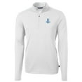 thumbnail image 2 of Men's Cutter & Buck White Detroit Lions Throwback Logo Virtue Eco Pique Recycled Quarter-Zip Big & Tall Pullover Top, 2 of 3