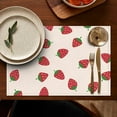 thumbnail image 5 of Red Berry Strawberry Lover Placemats Set of 4, Flax Linen Heat Resistant Wrinkle Free Dining Table Mats with Sweet Summer Fruit Design, 5 of 6
