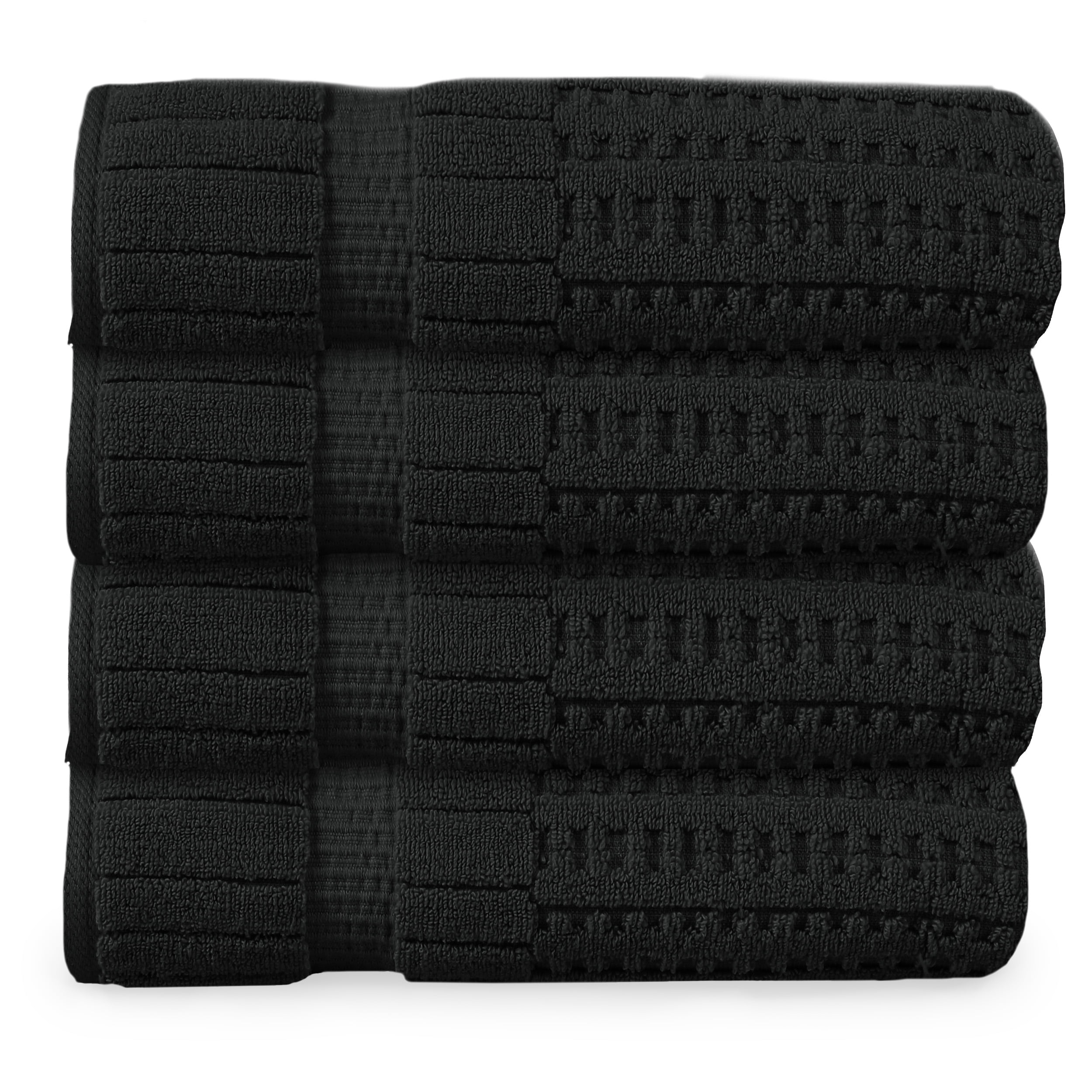 Home Weavers Willow Bath Towels Set of 4, 100% Cotton Zero Twist, 630 GSM, Soft Absorbent Quick Dry, 27x54 inch, Black