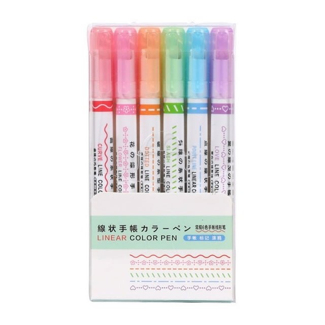 6-Color Flower Outline Markers, Dual-Tip Brush Pens for Adult Coloring Books Clearance - Goohae