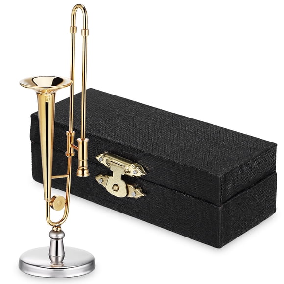 HEATSHAKING Petit Trombone Trombone Miniature en Cuivre 1 Ensemble 8.80X2.60X1.80CM Doré